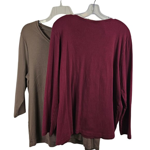 Womens Casual Basic Solid Red Brown City School Office Work St.Johns Bay 2PC 3XL - Picture 3 of 12